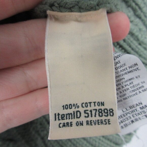 L.L.BEAN Women's Double L Cable Knit Sweater Crewneck Pullover Green XS 642 - Picture 4 of 11